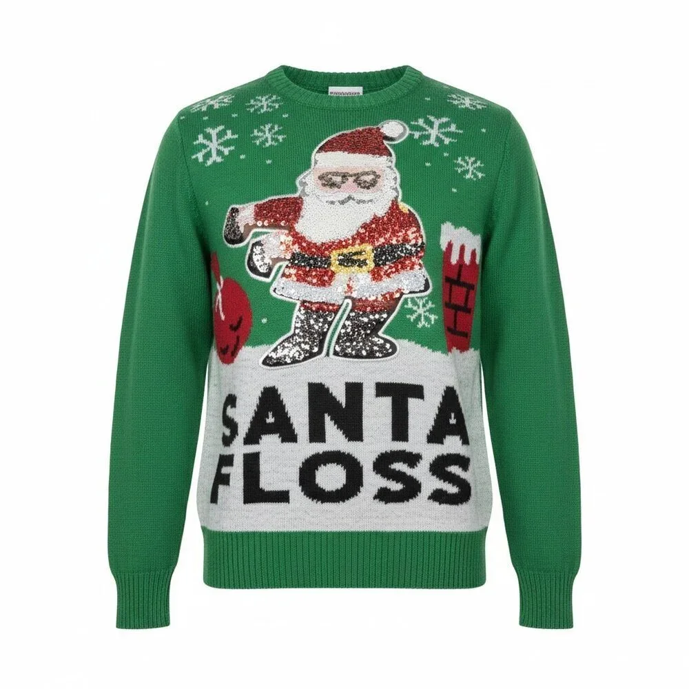Well Worn Holiday Sweater Santa Floss Ugly Christmas Sweater KIDS Size Medium